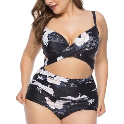 Sexy Womens Bikini Set High Waist Swimwear Plus Size Swimwear Padded Push Up Swimwear Bandage Bathing Sui Beachwear XL~5XL