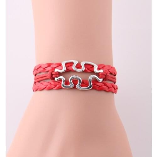 Little Minglou Autism speaks Bracelet Autism Awareness Puzzle Pieces men bracelets & bangles for women jewlery