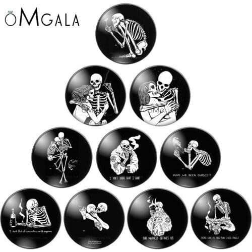 Fashion Individuality Art Skull 10pcs 12mm/18mm/20mm/25mm Round photo glass cabochon demo flat back Making findings