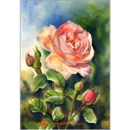 Embroidery Counted Cross Stitch Kits Needlework - Crafts 14 ct DMC DIY Arts Handmade Decor - A Pink Rose 2