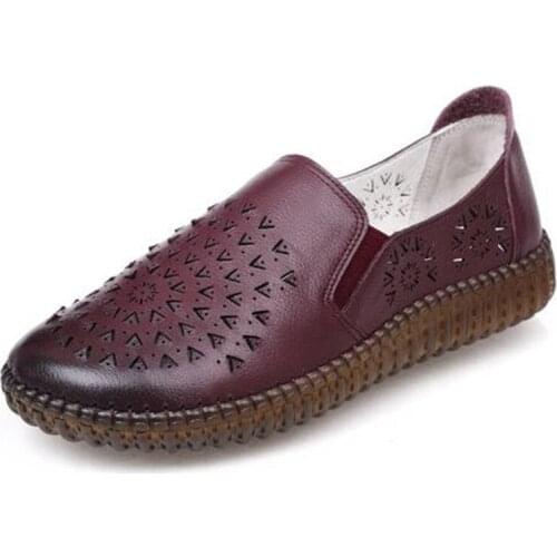 2020 New Spring Summer Top Cowhide Leather Shoes Light Comfort Flat Shoes Fashion Casual Shoes Concise Soft Bottom Women Shoes