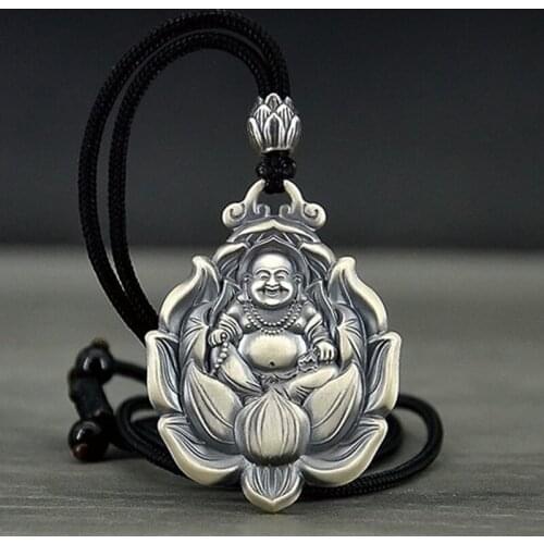 New Guanyin Lotus Maitreya Buddha Solid Pendant Transfer Lucky Fortune and Evil Zodiac Necklace Mens Womens