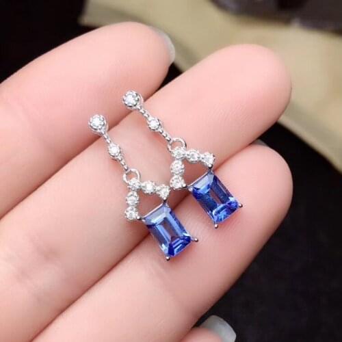 New Arrival Real Natural Tanzanite Earring 925 sterling silver Natural And Real Tanzanite Earring