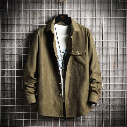 Korean Style Solid Plus Size Slim Fit Shirts Mens Fashion Plaid Shirt Long Sleeve Jacket Shirts 100%cotton Slim Streetwear Shirt