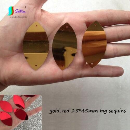 Wholesale Weight 0.5KG Red,Gold 2-holes Leaf Loose Sequins,Stage Show Material Large Tree Leaf Shape Loose Sequins S0242L