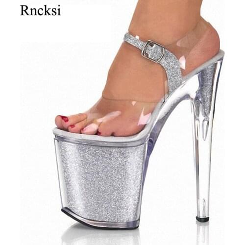 Rncksi New Sexy Sandal Shoes 20CM High Heel Platforms Womens Fashion Pole Model Dance Sandals Wedding Party Sandals Shoes