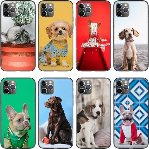 Pet dog Phone Case For iPhone 11 12 Pro Max X XS XR Xs Max Mini 6 6s 7 8 Plus black Silicone Case
