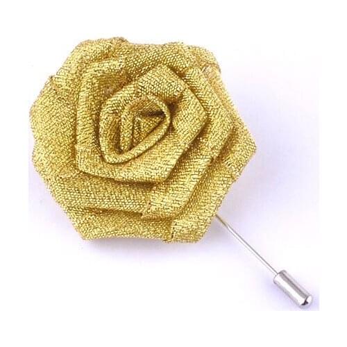 Wedding Groom Groomsmen Boutonniere Handmade Silver Gold Ribbon Rose Party Prom Fashion Man Suit Buttonhole Brooch Pin Flower