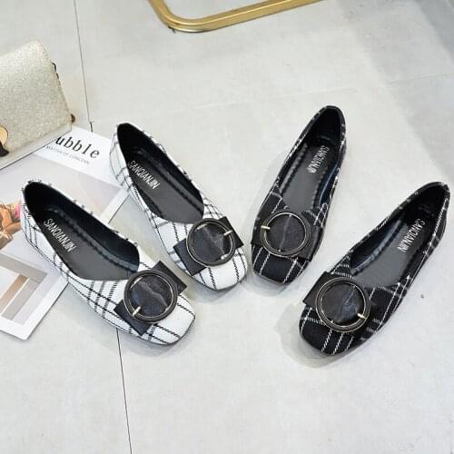 Flat Shoes Woman Plaid Loafers Boat Shoes Butterfly-knot Ballet Flats High Quality Lightweight Luxury Design Sexy Elegant U25-24