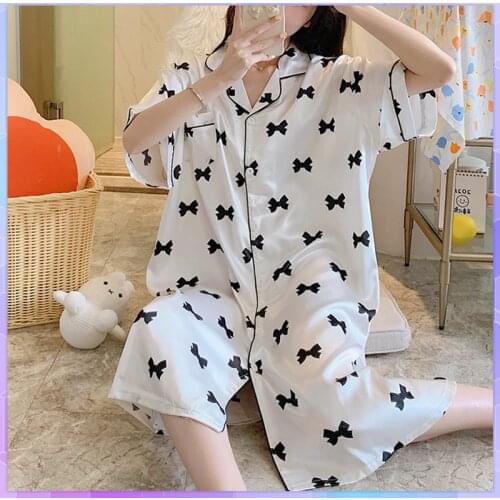 Plus Size Lovely Women Nightshirts Robe Lounge Nightgowns Cartoon Sleepwear Sleepshirts Sexy Night Dress Summer Home Clothes