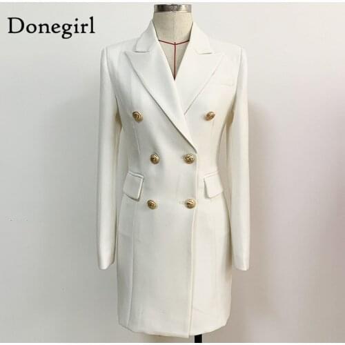 2021 New Classic New Design Women Spring And Autumn Black White Fitness Sheath Dress Double Breasted Buttons Skinny blazer dress