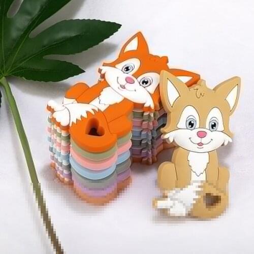 1PC Food Grade Foxes Silicone Beads Baby Teether Beads Chewing Alphabet Bead For Baby DIY Teething Necklace BPA Free