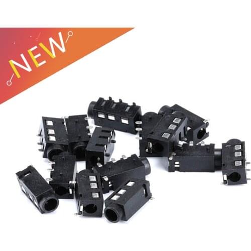 10PCS 3.5mm jack Female Audio Connector 4 Pin DIP Headphone Jack Socket PJ-320A PJ320A Audio Interface Audio Jack Black