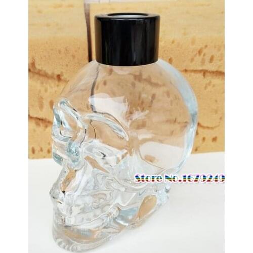 100Pcs Clear transparent glass cream bottle jars,Skull shape Glass aromatherapy bottle,180ml Skull Emulsion bottle Toilet bottle