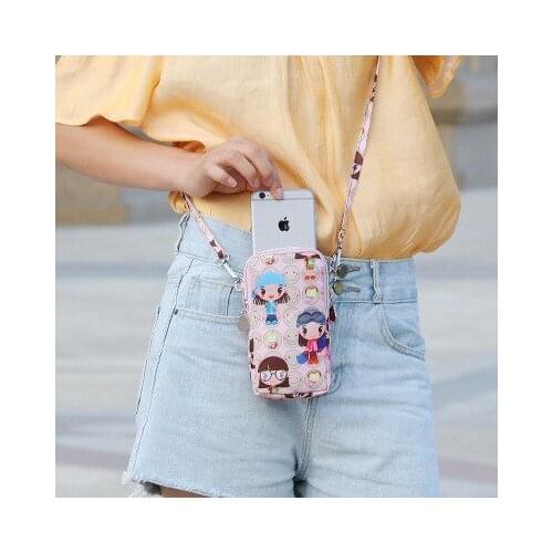 2020 new Korean mobile phone bag ladies oblique cross mini shoulder hanging neck running sports arm bags canvas coin purse