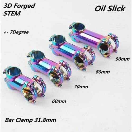 3D FORGED Alloy STEM MTB Mountain Road Bike +-7 17 Degree Bar Clamp 31.8mm 60 70 80 90mm Super Light XC Racing Oil Slick Stem