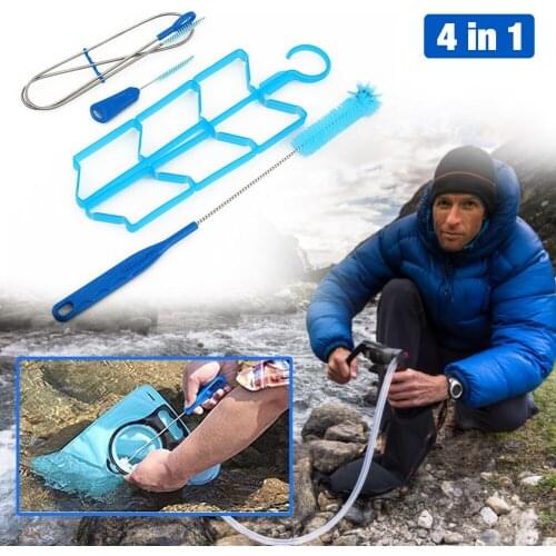 4Pcs/set Hydration Water Bladder Cleaning Brush Kit 4 In 1 Water Brushes Fits Hanger Pipe Drinking Bag Brush Camping Tools