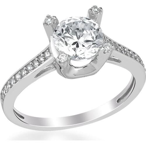 925 Sterling Silver Ring Solitaire with Zircon Stone