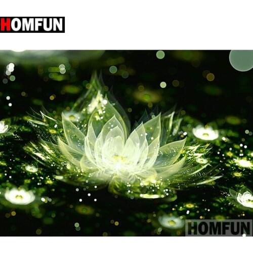 HOMFUN Full Square/Round Drill 5D DIY Diamond Painting "Blooming lotus" Embroidery Cross Stitch 5D Home Decor Gift A14671