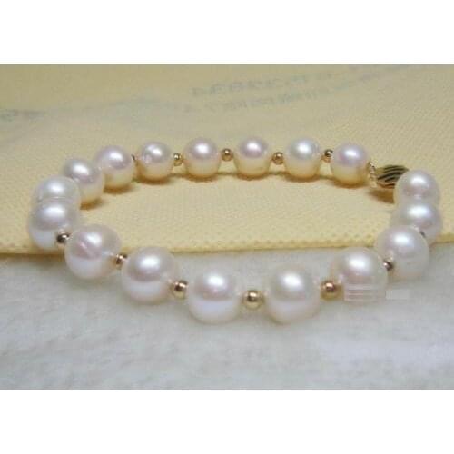HUGE 9-10MM SOUTH SEA WHITE PEARL BRACELET 7.5-8"