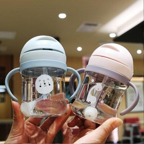 300ml Baby Feeding Cup with Straw Children Learn Feeding Drinking Bottle Kids Training Cup With Straw Taza De Bebe New