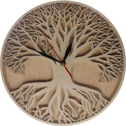 Tree Of Life 3D Wooden Wall Clock Multilayers Artwork Sacred Tree Symbol Rustic Wooden Wall Art Watch Elegant Natural Home Décor