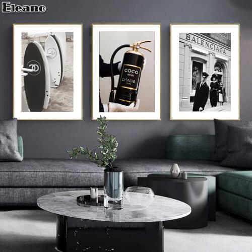 COCO Fire Extinguisher Fashion Canvas Print Luxury Black and White Poster Abstract Art Men and Women WALL HOME DECOR Picture