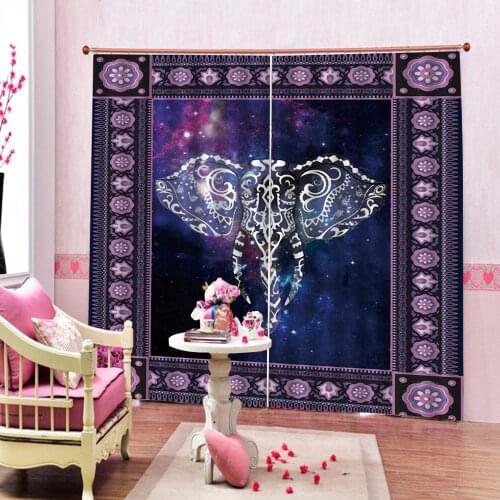 Purple curtains elephant Customized size Luxury Blackout 3D Window Curtains For Living Room