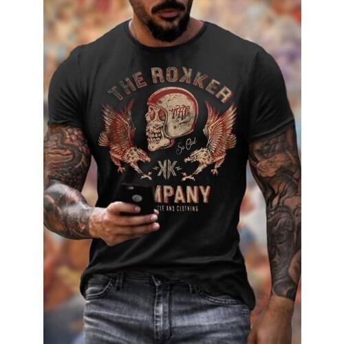 Summer New Skull Letter Element Style Round Neck T-shirt Mens Fashion 3d Printing Casual Short Sleeve Harajuku Tee Shirt Tops