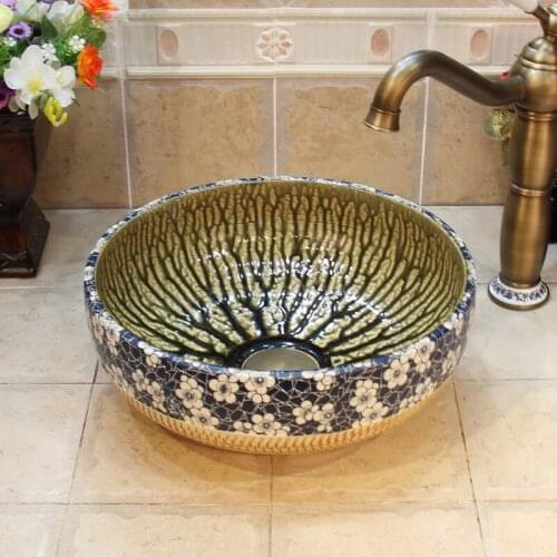 35CM small chinese ceramic wash basin bathroom basin hand wash bowl lavabo sink Bathroom sink jingdezhen crack glazed wash basin