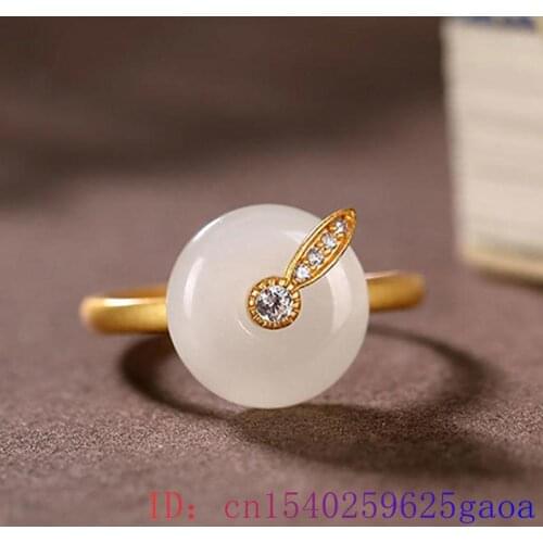 White Jade Ring Fashion 925 Silver Natural Zircon Crystal Charm Jewelry Gifts Men Amulet Women Gemstone Chalcedony