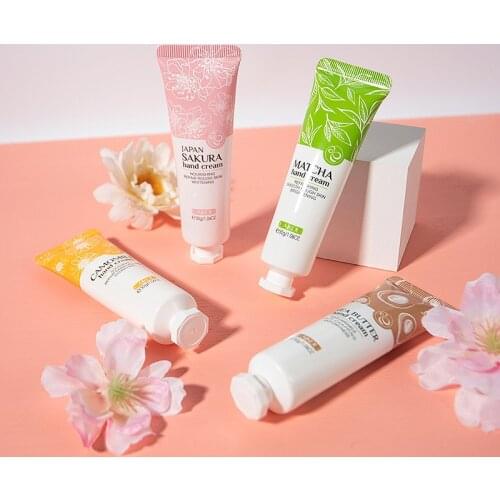 Deep Moisturizing Refreshing Hand Cream Sakura Matcha Shea Butter Chamomile Gentle Soften Keratin Improve Dry Body Lotion