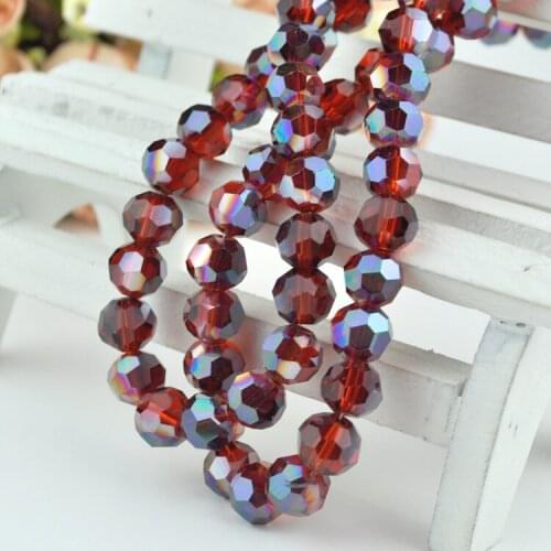 8mm Round Crystal Faceted Jewelry DIY Beads Dark Red AB Glass Loose Spacer Bead 140pcs/lot For Bracelet & Necklace Making