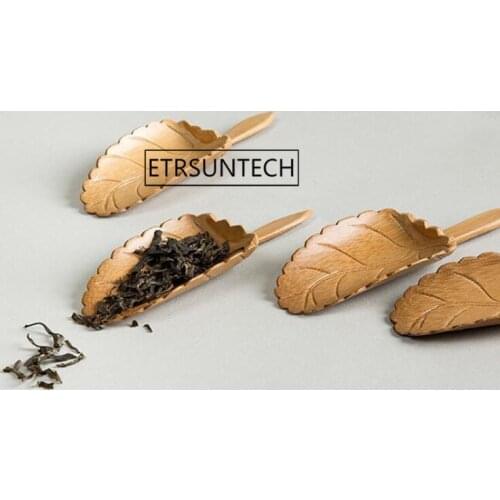 Leaf Shape Handmade Carved Natual Bamboo Tea Scoops Kung Fu Tea Spoon Teaware Supplies