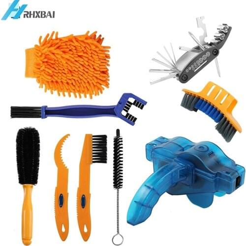 Bike Chain Cleaner Cycling Cleaning Kit Clean Machine Brushes Bicycle Brush Maintenance Tool for Mountain, Road, City, BMX