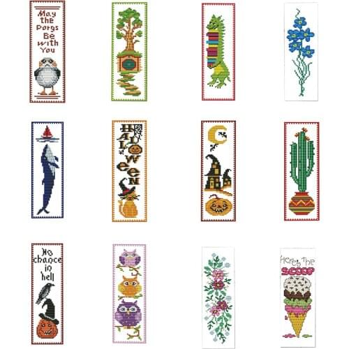 14ct Craft Stich DIY Cross Stitch Kit Bookmark Halloween Picture Needlework Embroidery Mosaic Book Mark Gift Cross-Stitching Kit