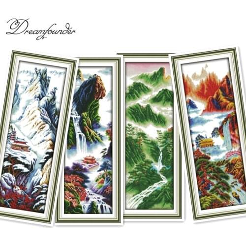 Mountain cross stitch kit aida 14ct 11ct count printed canvas stitches embroidery DIY handmade needlework