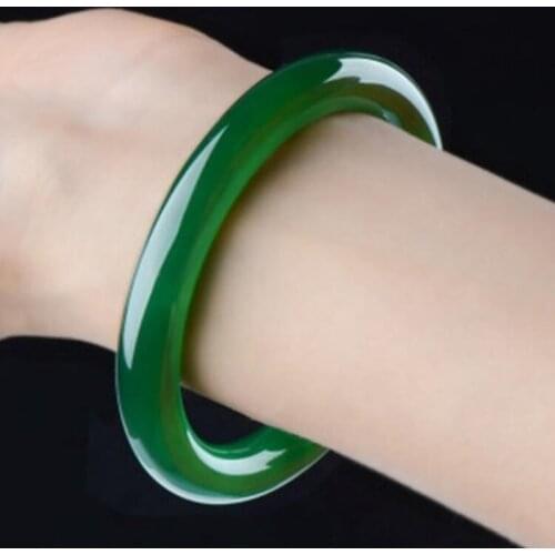 Natural Green Jade Bangle Hand-Carved Charm Jewelry Womens Accessories Fashion Bracelet for Men Women Party Gifts