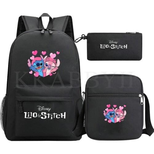 Disney New School Shoulder Bags Stitch Fashion Backpack Pencil Case Daily Rucksack Back to School Gift for Students Boys Girls