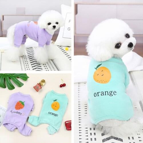 New Fruit Dog Pajamas Cat Puppy Jumpsuit Home Service Anti-cold Pet Clothes Casual Cartoon Printing Four Feet Pets Clothing