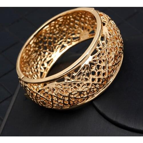 New Style Gold Moroccan Ladies Hollow Bracelet Open Bracelet Women Wedding Jewelry