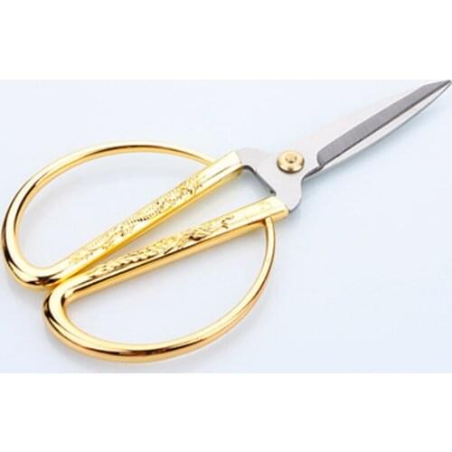 19/17CM Gold Scissors Stainless Steel Vintage High Quality Sharp Strong Shear Fabric Leather Cutter schaar Professional Tailor