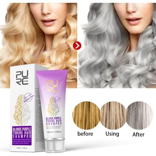 PURC Blonde Bleached No Yellow Shampoo Removes yellow Effective Bleached Purple Shampoo For Blonde Hair