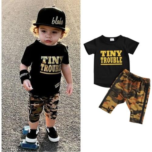 1-6Y Summer Baby Clothes Suit Children Fashion Boys Letter Print T-Shirt Shorts 2Pcs/Set Toddler Casual Clothing Kids Tracksuits