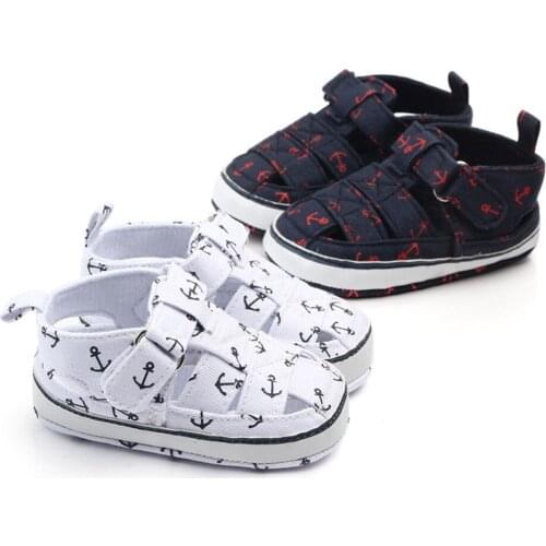 Baby Shoes For Newborn Print Anchor Pattern Infant Toddler Soft Sole Shoes Canvas Sokken New Arrival First Walker For 0-18M