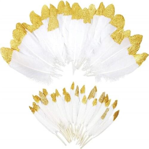 20pcs New gold White Goose Feather for craft DIY decor Duck feathers for jewelry making wedding hat accessories Plumas 10-22cm