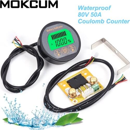 TR16 8-80V 50A Coulomb Counter Meter Battery MeterBattery Capacity Indicator Ammeter Voltmeter ebike Li-ion Lipo Lithium Lifepo4