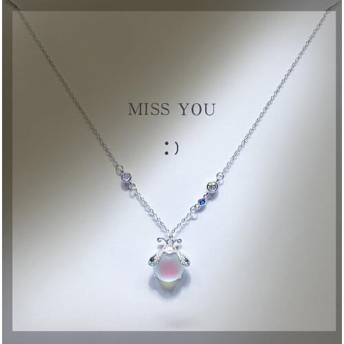 Symphony Firefly Necklace Female Tide Net Red Forest Cold Wind Niche Design Sense Moonstone Pendant Clavicle Chain