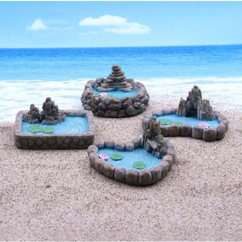Fairy Mini Pond Aquariums DIY Accessories Miniature 4Pcs Micro Home Vintage Waterproof Resin Material Pool Figurine Ponds Model