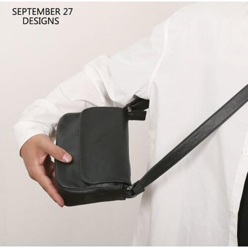 New Fashion Men Mini Messenger Bag Genuine Leather Luxury Handmade Small Crossbody Shoulder Handbag Storage Cell Phone Satchels